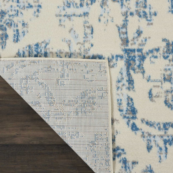 Charlton Home® Yurig Ikat Ivory/Blue Area Rug & Reviews Wayfair